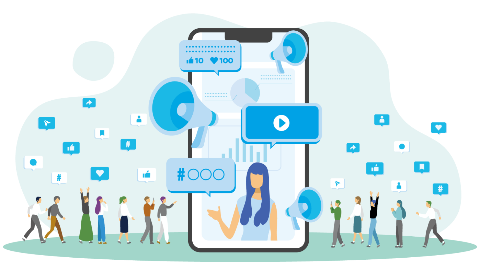 インフルエンサー施策のイラスト